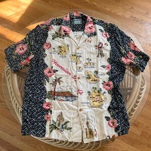 Reyn Spooner Black and Red Floral Shirt
